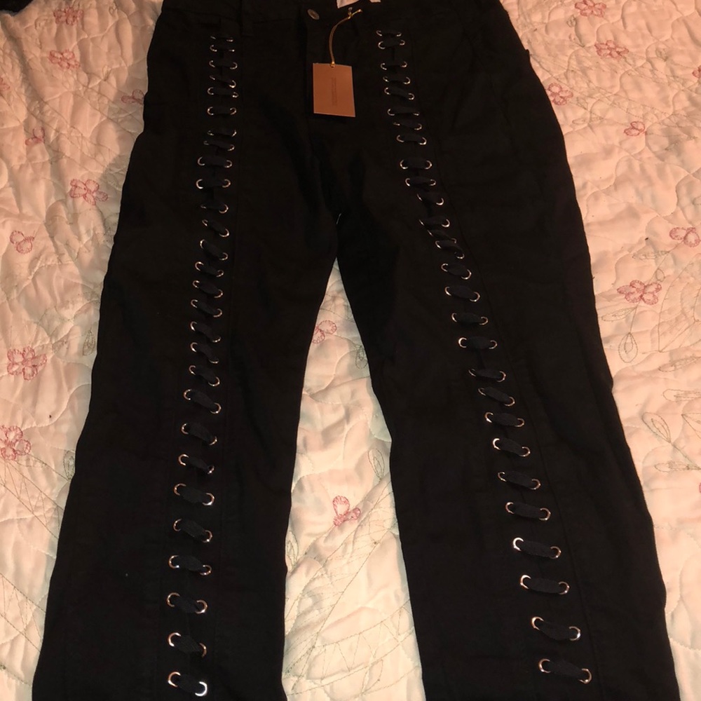 Black Jeggings with Lace Up Legs